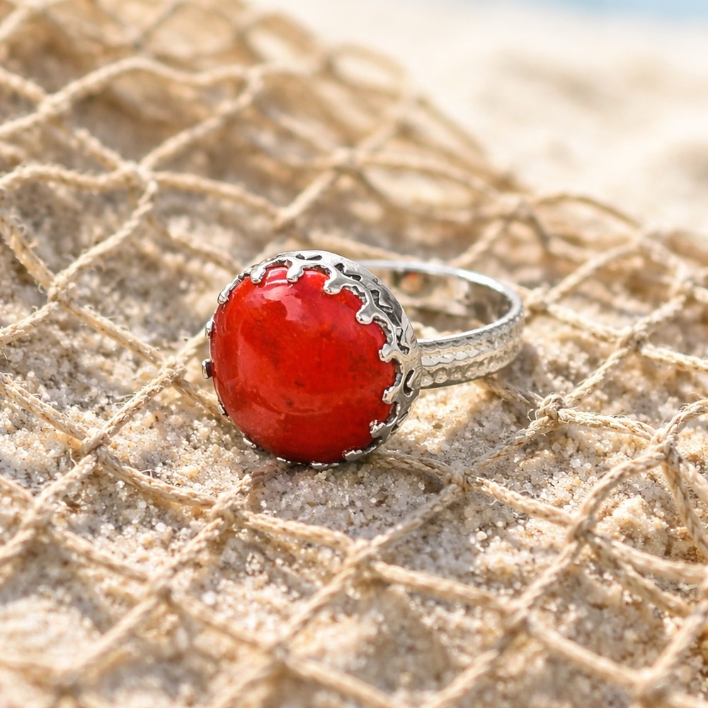 Red Moss Agate Ring - Picture 6 of 12
